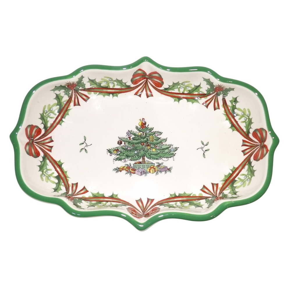 Spode Christmas Tree 65th Anniversary Scalloped Serving Dish 8.25in England